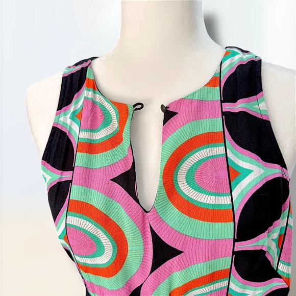 Anthropologie Geometric Midi Dress Keyhole Neck Pucci Vibes Sz 2 - Picture 11 of 14